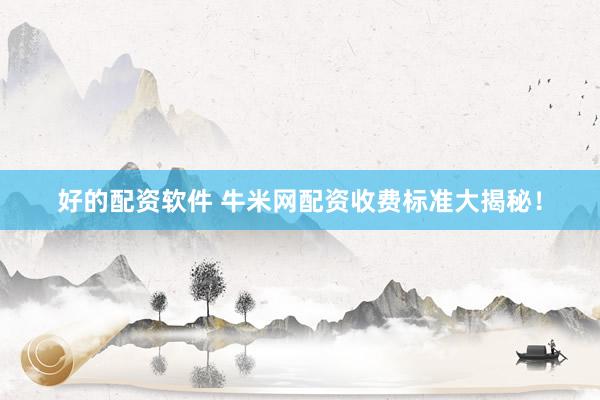 好的配资软件 牛米网配资收费标准大揭秘！