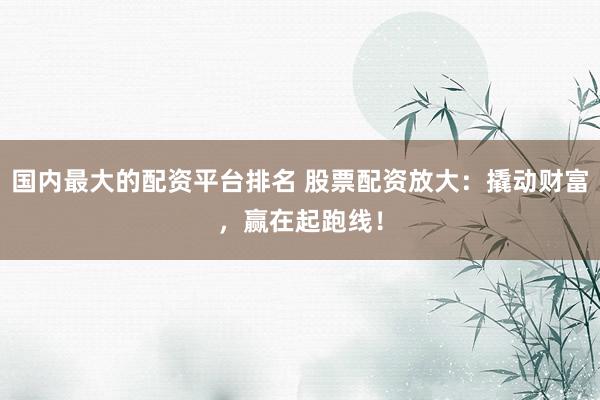 国内最大的配资平台排名 股票配资放大：撬动财富，赢在起跑线！